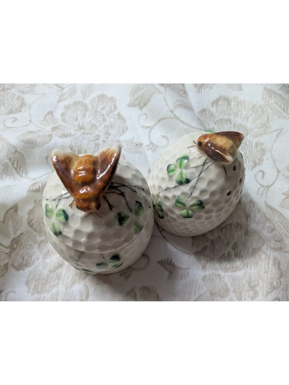 Vintage Ceramic Salt and Pepper Shakers with Butterfly Design